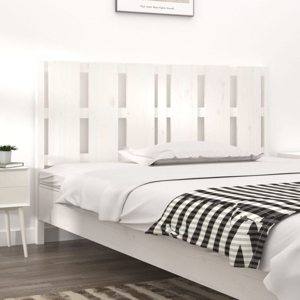 Vidaxl Čelo postele, biele, 155,5x4x100 cm, masívne borovicové drevo